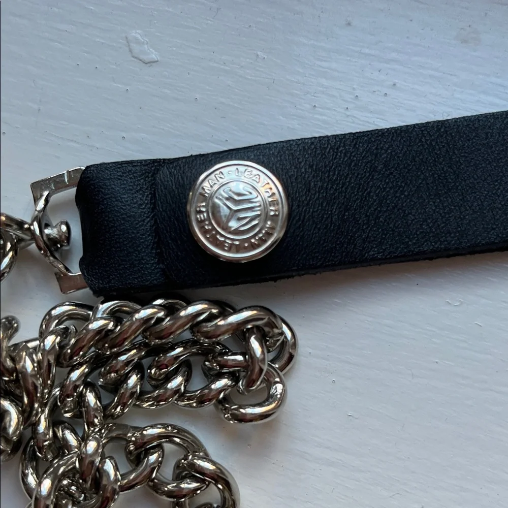 Black Wallet with Chain and Silver Accents